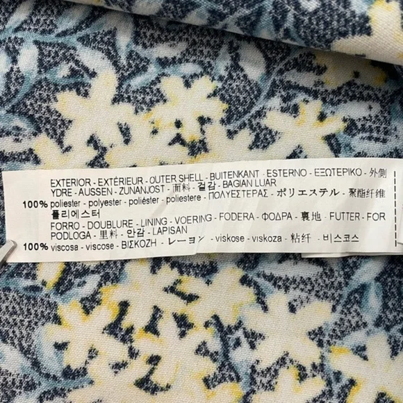 Zara Womens‎ Blue Yellow Crepe Floral Vneck Ruffle Cap Sleeve Mini Dress Medium - Picture 2 of 5